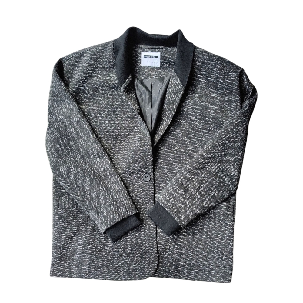 Noisy May Gray Blazer with Black Trim